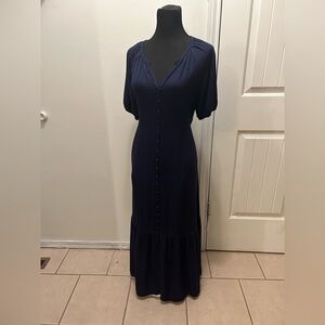 Old navy tiered  shift Cotton maxi button up dress navy S tall 50% OFF  W LIKE